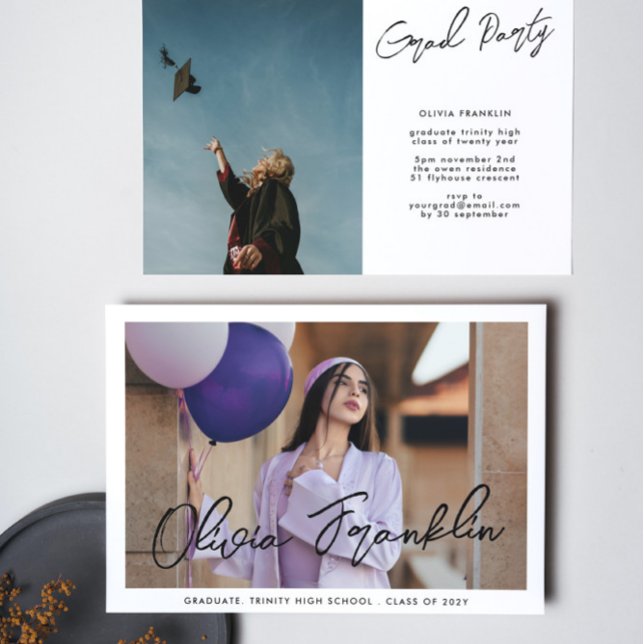 Invitation Texte du lycée moderne Photo Graduation Party (Créateur téléchargé)