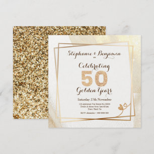 Invitation Texte élégant pour 50e anniversaire de mariage pai