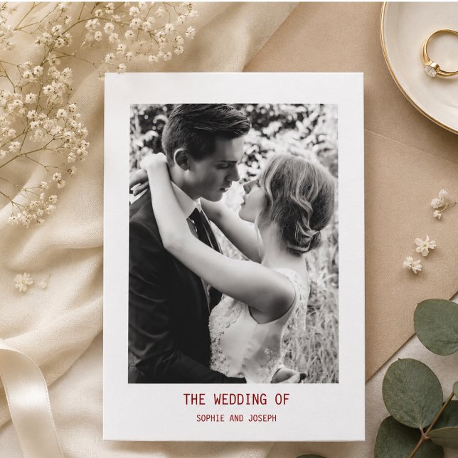 Invitation Texte et Photo Élégants Simples | Code QR Mariage (Simple Elegant Text & Photo | QR Code Wedding Invitation)