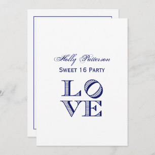 Invitation Texte graphique LOVE - Bleu