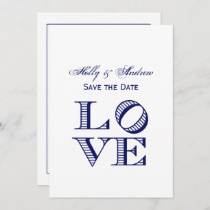 Invitation Texte graphique LOVE - Bleu