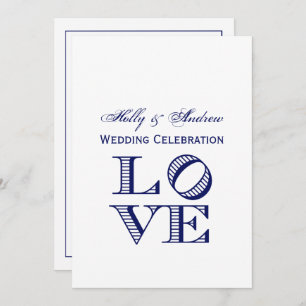 Invitation Texte graphique LOVE - Bleu