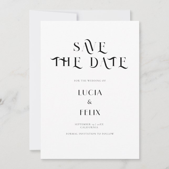 Invitation Texte Gras Noir & Blanc Chic Moderne Enregistrer L (Devant)
