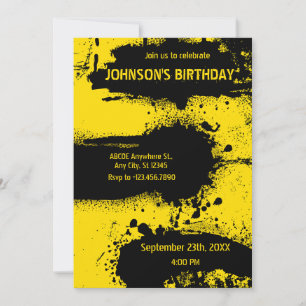 INVITATION TEXTE GRUNGE NOIR ET JAUNE