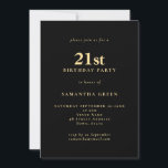 Invitation Texte minimaliste Black Gold 21e fête d'anniversai<br><div class="desc">Texte minimaliste Black Gold 21st Birthday Party. 100% personnalisable. Personnalisez facilement le texte et modifiez la police et les couleurs arrière - plans si vous le souhaitez via l'option Modifier plus.</div>