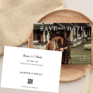 Invitation Texte minimaliste Mariage photo Enregistrer la car