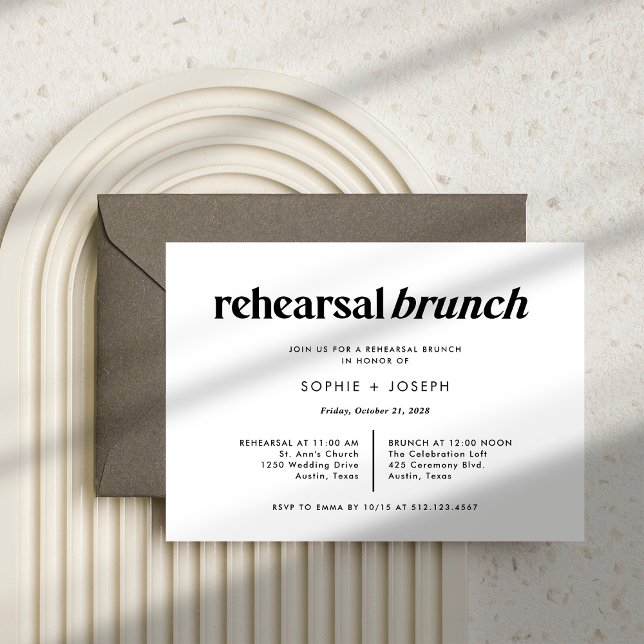 Invitation Texte moderne | Brunch de répétition noir et blanc (Créateur téléchargé)