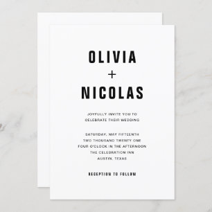 Invitation Texte moderne simple   Mariage noir et blanc