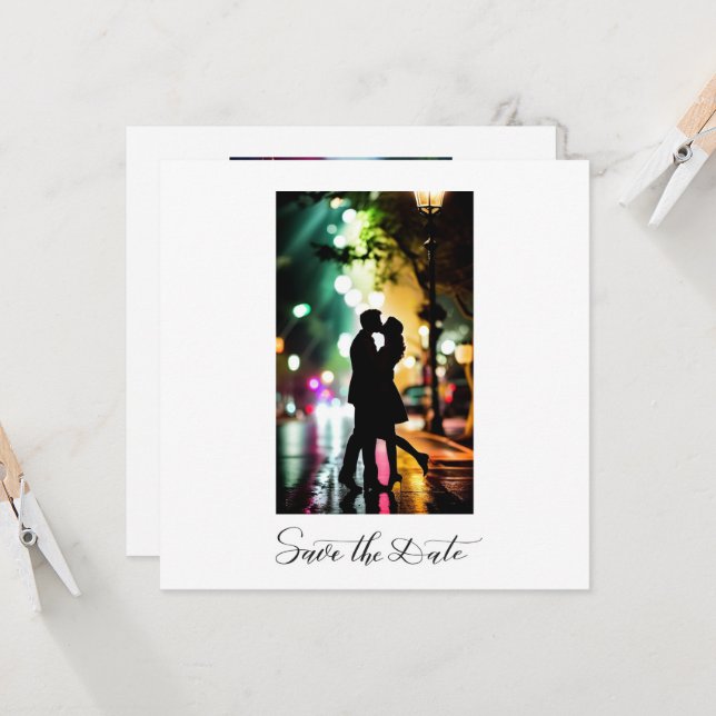 Invitation Texte romantique simple et élégant Photo Script no (Devant/Arrière en situation)