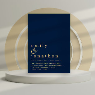 Invitation Texte simple contemporain Marine Mariage or