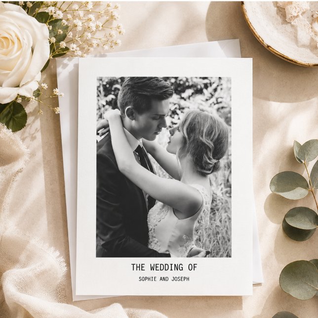 Invitation  Texte simple et élégant | Mariage  (Simple Elegant Text & Photo | Wedding Invitation)