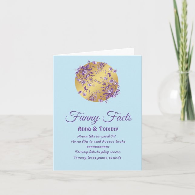 Invitation Texte simple Lilac Purple Mariage Gold Funny Faits (Devant)