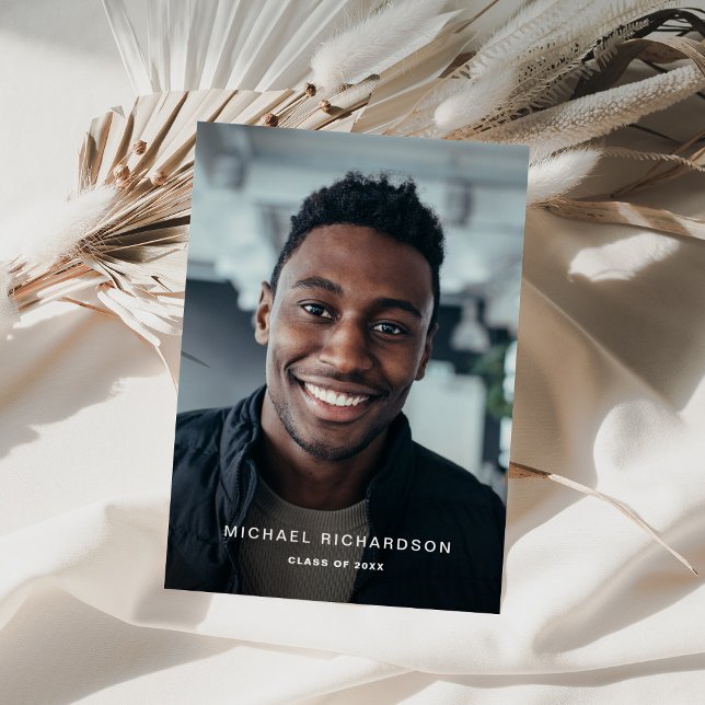 Invitation Texte simple | Vertical Two Photo Graduation Party (Créateur téléchargé)