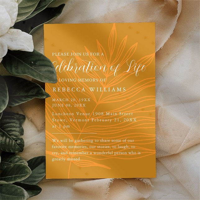 Invitation Texte Terracotta Célébration minimale de la vie (Créateur téléchargé)