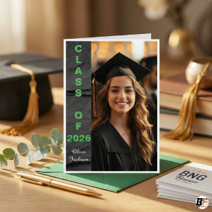 Invitation Texte Vertical Moderne Gras Vert Promotion 26 Phot