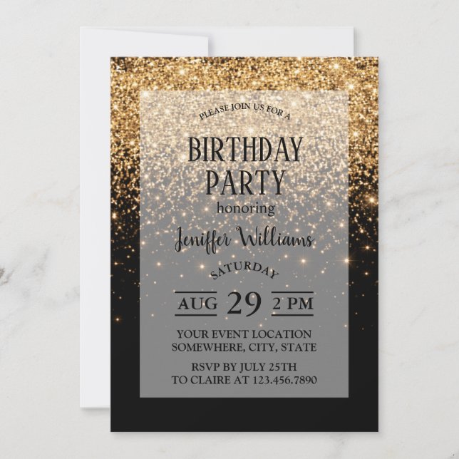 Invitation Texture de luxe élégant avec paillettes dorées     (Devant)