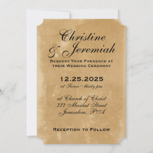 Invitation Texture de parchemin de Faux antique Simple Mariag