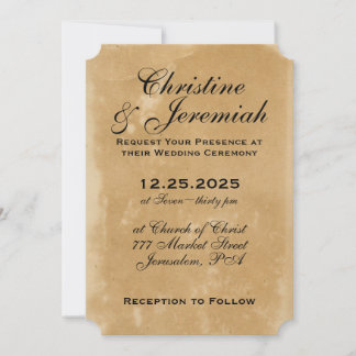 Invitation Texture de parchemin de Faux antique Simple Mariag