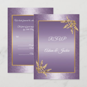 Invitation Texture feuille OR Violet ÉLÉGANT Réponse Moderne
