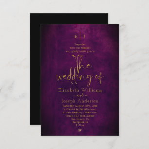 Invitation Texture moderne et élégante Mariage violet & or