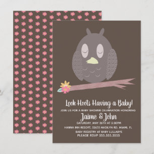 Invitation Texturé Owl Woods Baby shower Révélation de genre
