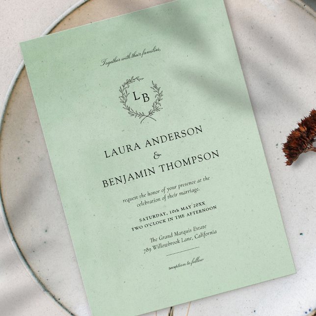 Invitation Texture Velvet de menthe Mariage élégant (Créateur téléchargé)