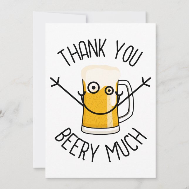 Invitation Thank You Beery Much - Silly Face (Devant)