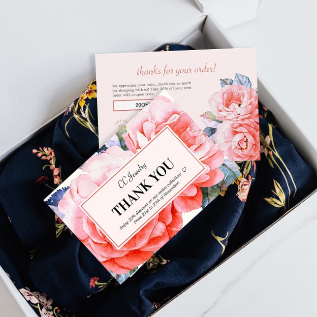 Invitation Thank You Watercolor Flower Feminine Discount Card (Créateur téléchargé)