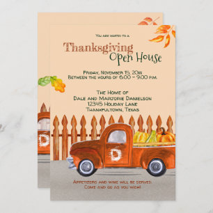 Invitation Thankesgiving Open House Orange Truck Fun
