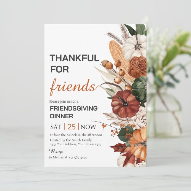 Invitation Thankful For Friends Dinner (Debout devant)