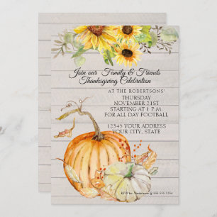 Invitation Thanksgiving automne feuille de tournesol en Citro