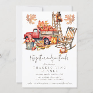 Invitation Thanksgiving Automne Watercolor Truck