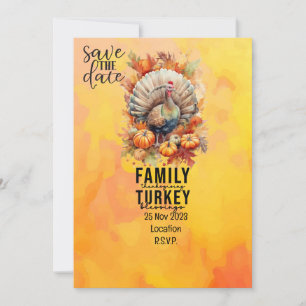 Invitation Thanksgiving avec la Turquie enregistrer la date d