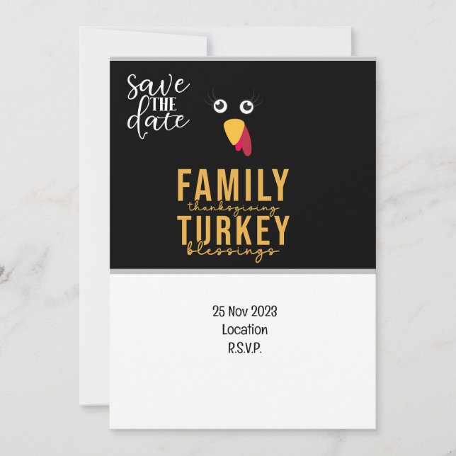 Invitation Thanksgiving avec la Turquie enregistrer la date d (Devant)