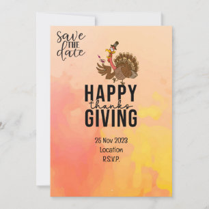 Invitation Thanksgiving avec la Turquie enregistrer la date d