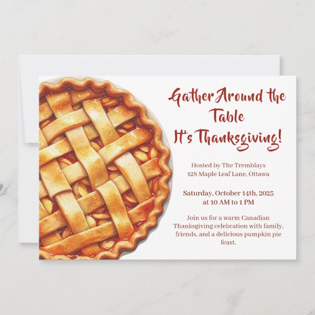 Invitation Thanksgiving Canada | Collecte de tartes Apple (Devant)