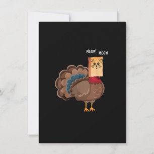 Invitation Thanksgiving Cat Fake Cat Meow Thanksgiving Turqui