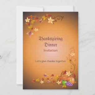 Invitation Thanksgiving Citrouilles Fruits Feuilles Classique