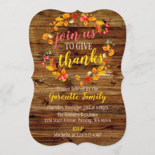 Invitation Thanksgiving de la couronne d'automne russe
