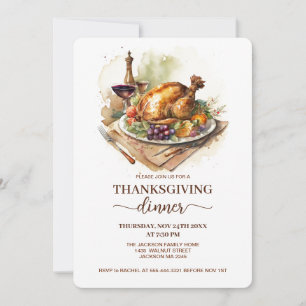 Invitation Thanksgiving Dîner Turquie automne Gratitude Party