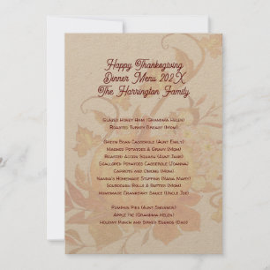 Invitation Thanksgiving Family Dinner Menu Modèle