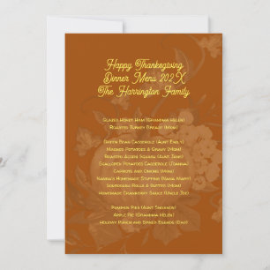 Invitation Thanksgiving Family Dinner Menu Modèle
