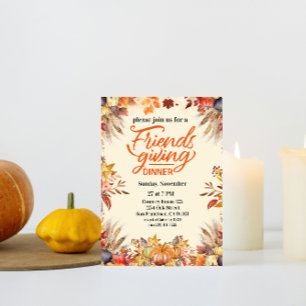 Invitation Thanksgiving Friendsgiving Dîner Citrouille Flower