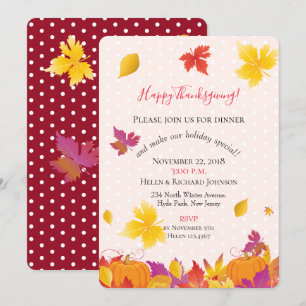 Invitation Thanksgiving Holiday Maple Feuilles Aquarelle