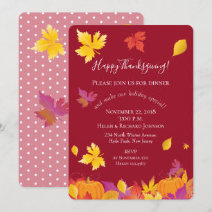 Invitation Thanksgiving Holiday Maple Feuilles Aquarelle