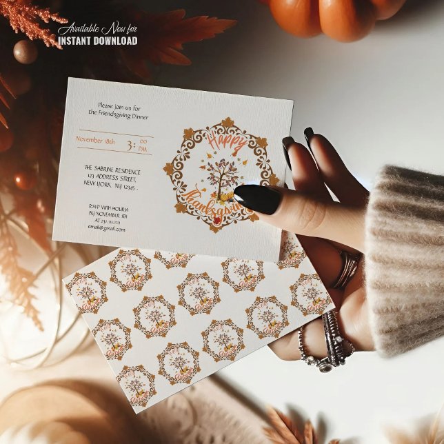 Invitation Thanksgiving Maple Feuilles cadre automne Invitati (Créateur téléchargé)