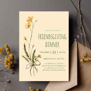 Invitation Thanksgiving Moderne Floral Friendsgiving Dîner