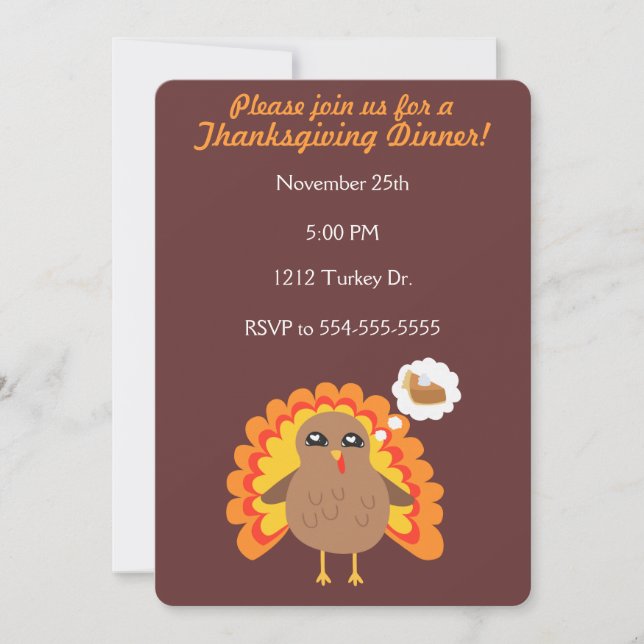 Invitation Thanksgiving personnalisable Turquie (Devant)