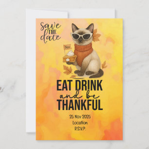 Invitation Thanksgiving pour les Amoureux de les chats avec C