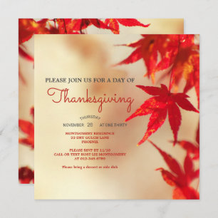 Invitation Thanksgiving Red Autumn quitte le Modèle frontalie
